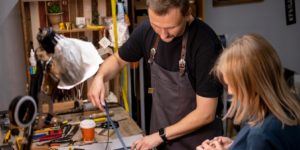 Small business manager in his clothing workshop